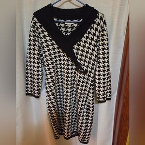 Calvin Klein Black and White Houndstooth Knit